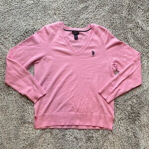 Pastel Pink U.S. Polo Assn V-Neck Sweater